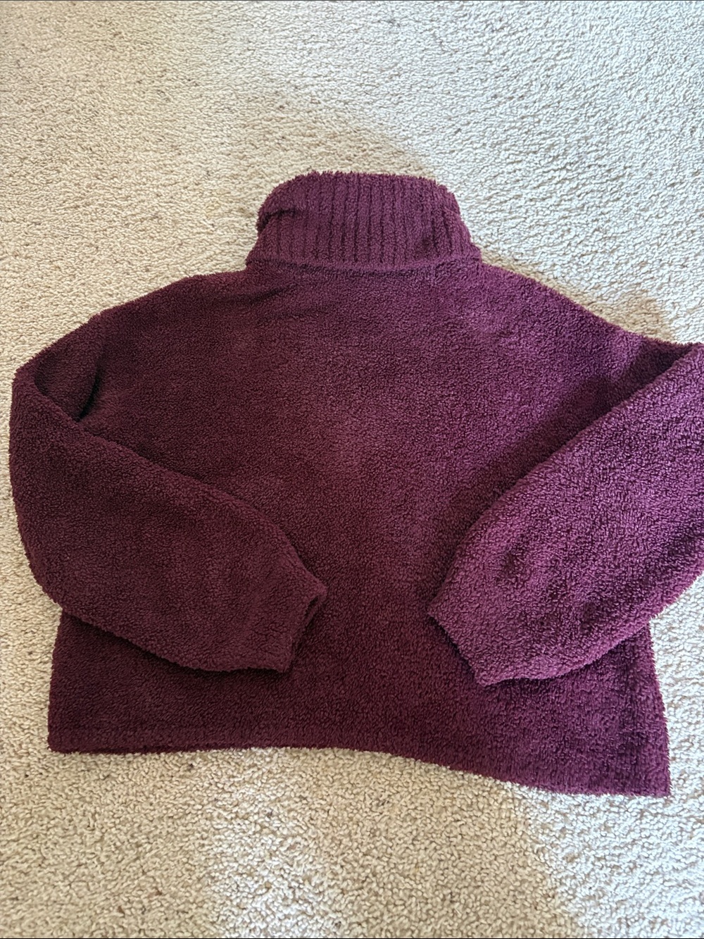 SO Women's Plush Turtleneck Sweater in Burgundy Plum XS